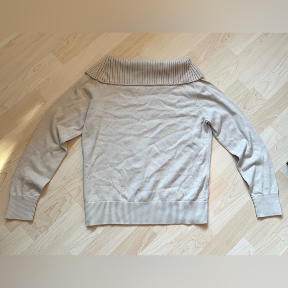 Y2K - fits small!- Oatmeal Ann Taylor Square Foldover Neck Knit Sweater - Picture 4 of 4